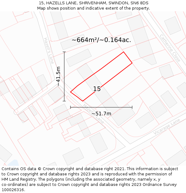 15, HAZELLS LANE, SHRIVENHAM, SWINDON, SN6 8DS: Plot and title map