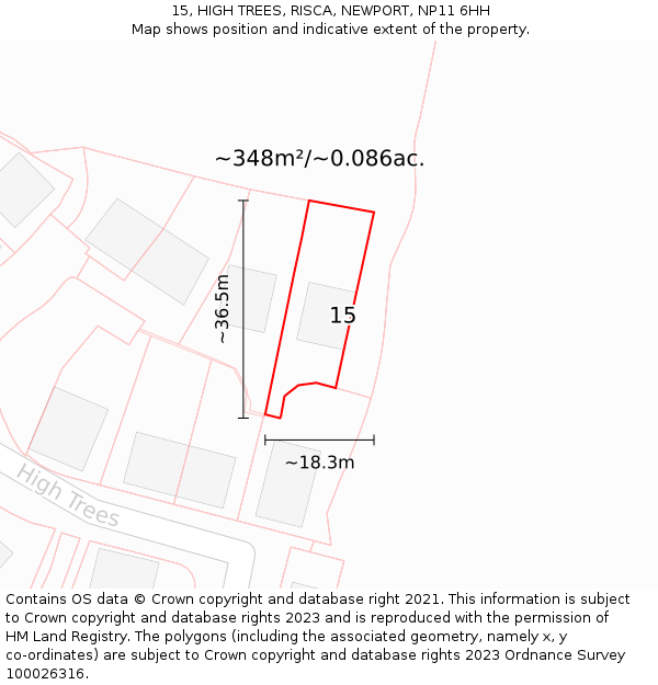 15, HIGH TREES, RISCA, NEWPORT, NP11 6HH: Plot and title map