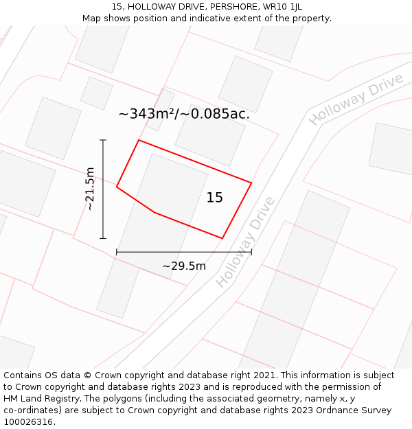 15, HOLLOWAY DRIVE, PERSHORE, WR10 1JL: Plot and title map