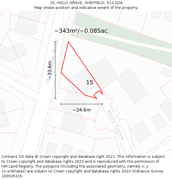 15, HOLLY GROVE, SHEFFIELD, S12 2DA: Plot and title map