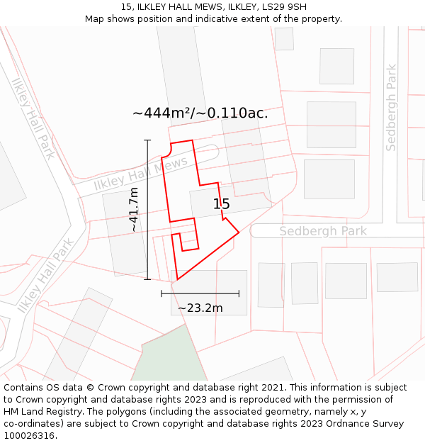 15, ILKLEY HALL MEWS, ILKLEY, LS29 9SH: Plot and title map