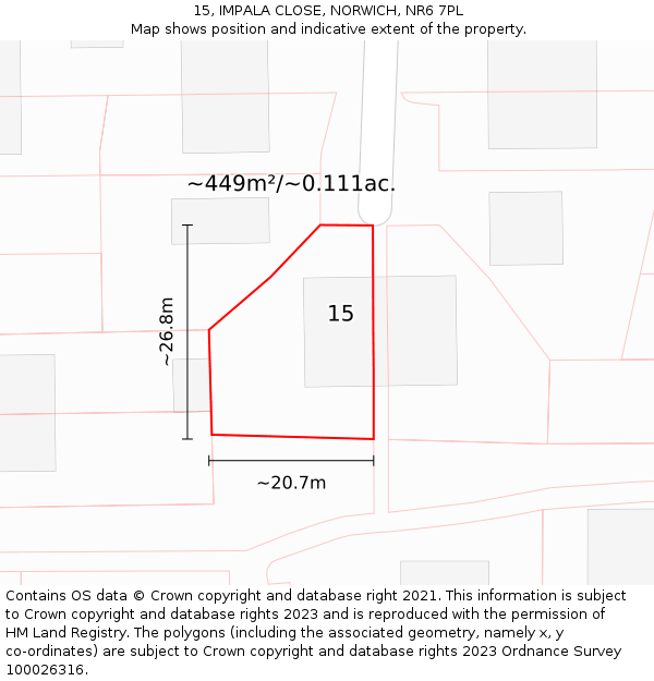 15, IMPALA CLOSE, NORWICH, NR6 7PL: Plot and title map