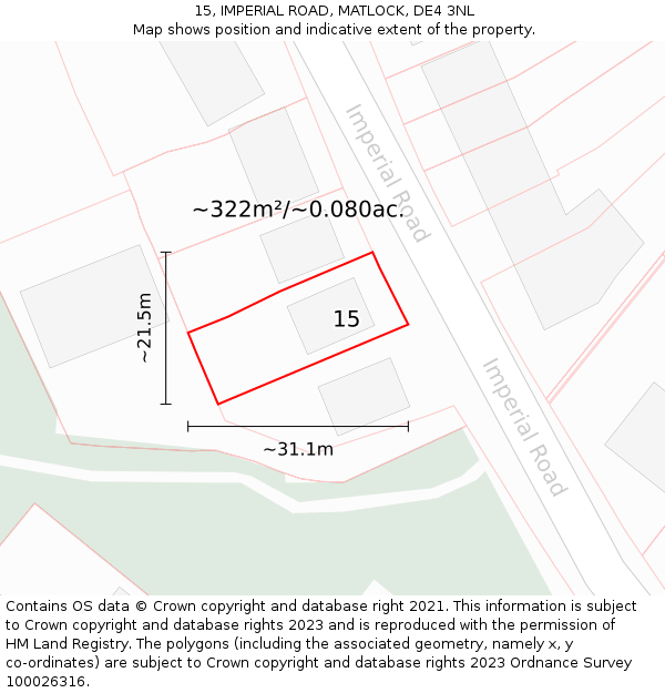 15, IMPERIAL ROAD, MATLOCK, DE4 3NL: Plot and title map