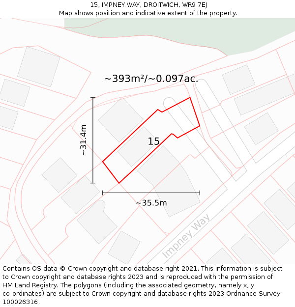 15, IMPNEY WAY, DROITWICH, WR9 7EJ: Plot and title map