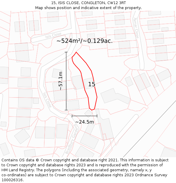 15, ISIS CLOSE, CONGLETON, CW12 3RT: Plot and title map