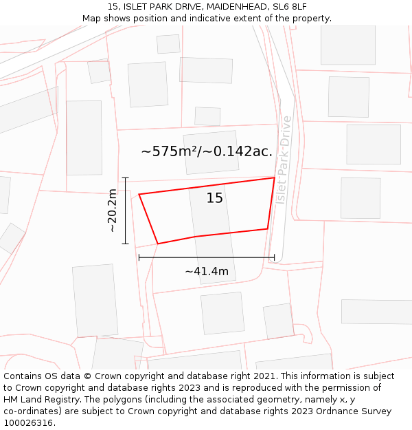 15, ISLET PARK DRIVE, MAIDENHEAD, SL6 8LF: Plot and title map