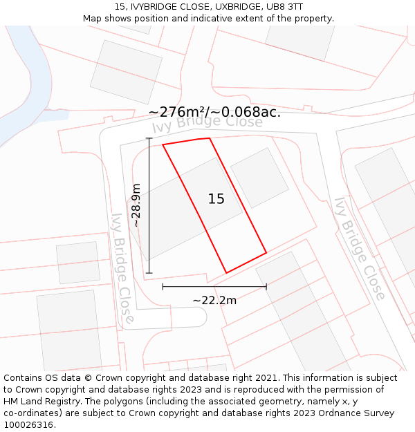 15, IVYBRIDGE CLOSE, UXBRIDGE, UB8 3TT: Plot and title map
