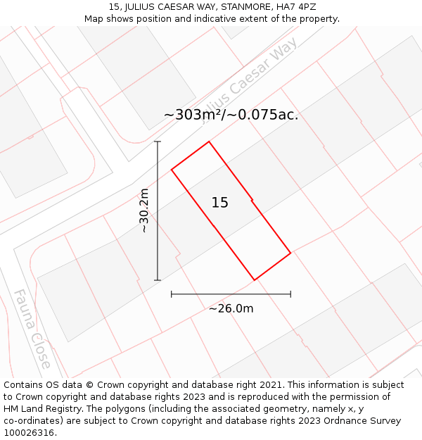 15, JULIUS CAESAR WAY, STANMORE, HA7 4PZ: Plot and title map