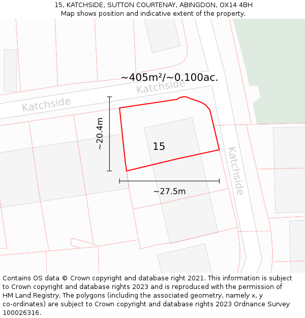15, KATCHSIDE, SUTTON COURTENAY, ABINGDON, OX14 4BH: Plot and title map
