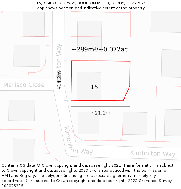 15, KIMBOLTON WAY, BOULTON MOOR, DERBY, DE24 5AZ: Plot and title map