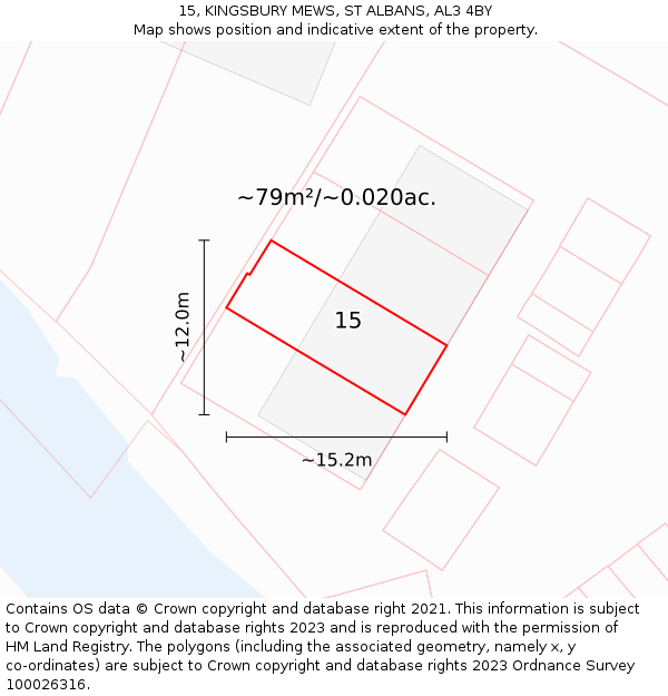 15, KINGSBURY MEWS, ST ALBANS, AL3 4BY: Plot and title map