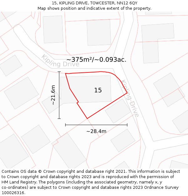 15, KIPLING DRIVE, TOWCESTER, NN12 6QY: Plot and title map