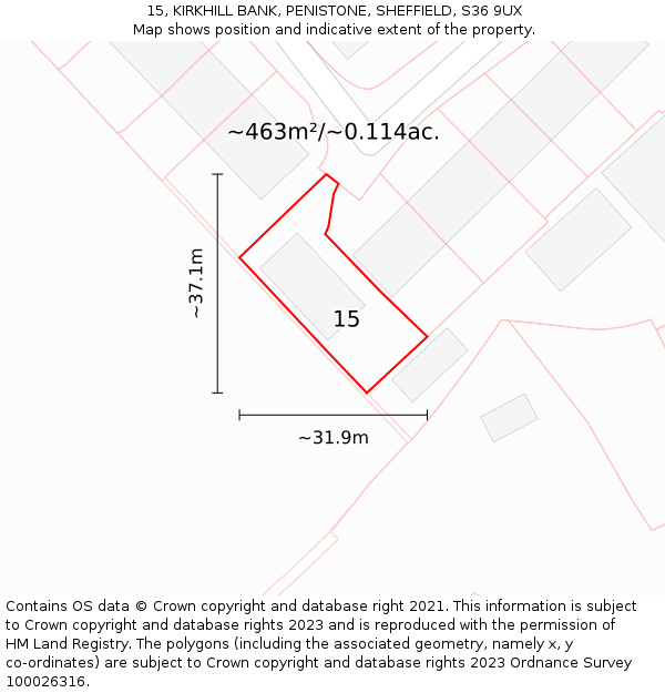 15, KIRKHILL BANK, PENISTONE, SHEFFIELD, S36 9UX: Plot and title map