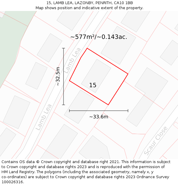15, LAMB LEA, LAZONBY, PENRITH, CA10 1BB: Plot and title map