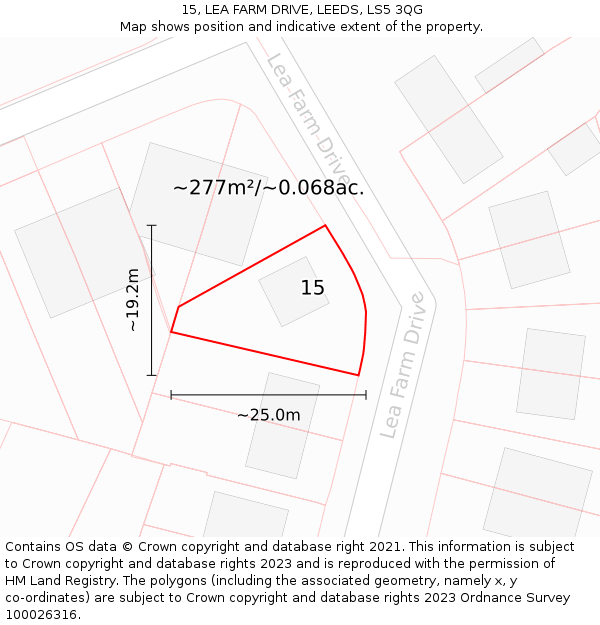 15, LEA FARM DRIVE, LEEDS, LS5 3QG: Plot and title map