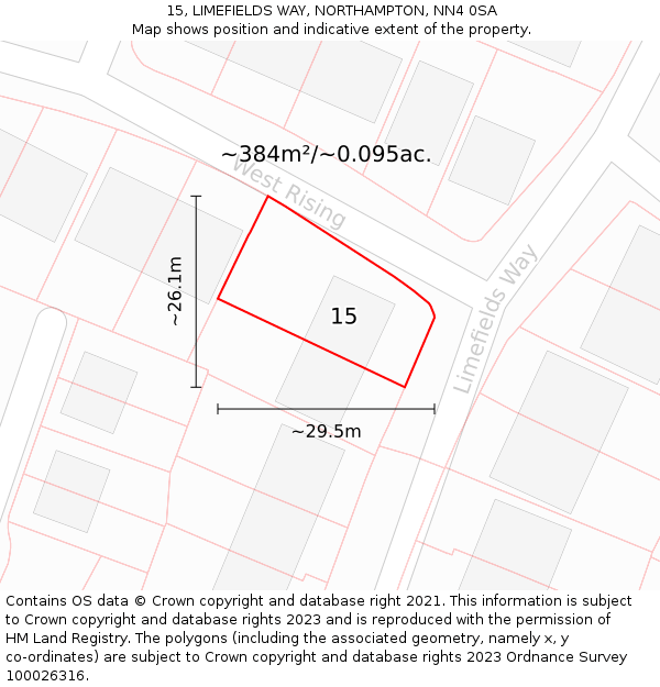 15, LIMEFIELDS WAY, NORTHAMPTON, NN4 0SA: Plot and title map