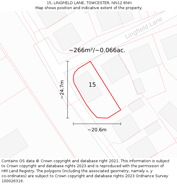 15, LINGFIELD LANE, TOWCESTER, NN12 6NH: Plot and title map