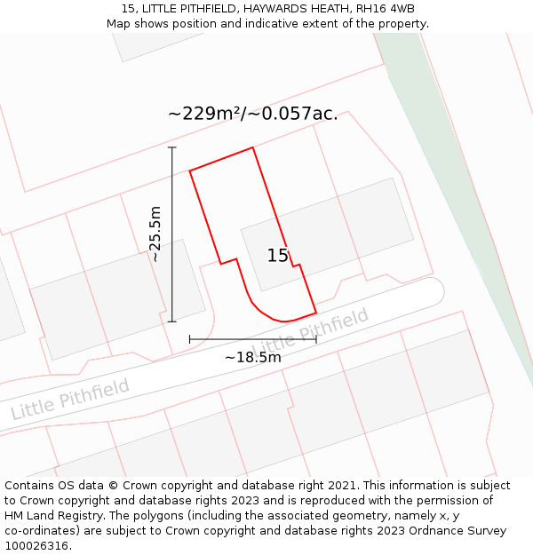 15, LITTLE PITHFIELD, HAYWARDS HEATH, RH16 4WB: Plot and title map