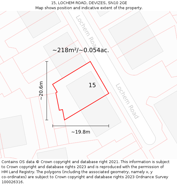 15, LOCHEM ROAD, DEVIZES, SN10 2GE: Plot and title map
