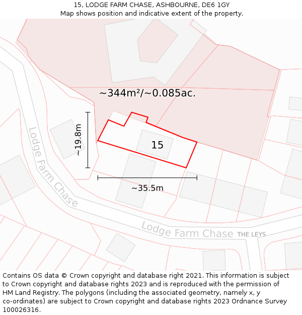 15, LODGE FARM CHASE, ASHBOURNE, DE6 1GY: Plot and title map
