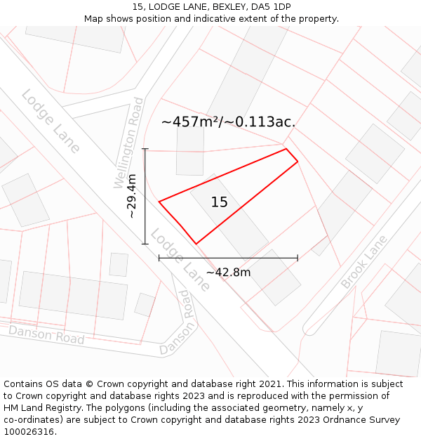 15, LODGE LANE, BEXLEY, DA5 1DP: Plot and title map