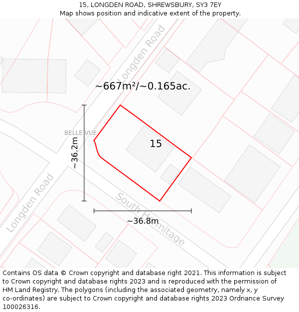 15, LONGDEN ROAD, SHREWSBURY, SY3 7EY: Plot and title map