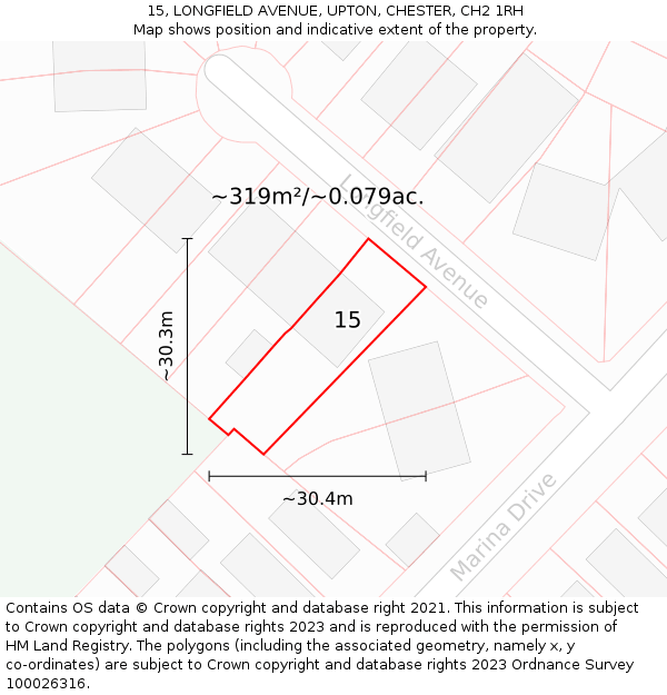 15, LONGFIELD AVENUE, UPTON, CHESTER, CH2 1RH: Plot and title map