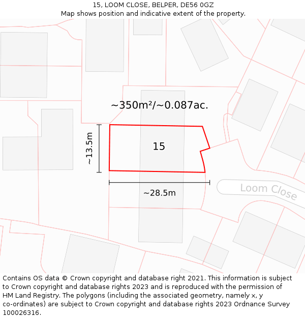 15, LOOM CLOSE, BELPER, DE56 0GZ: Plot and title map