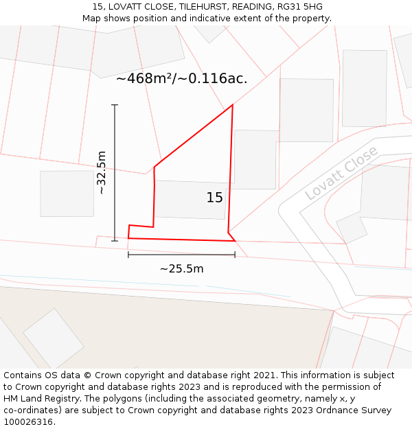 15, LOVATT CLOSE, TILEHURST, READING, RG31 5HG: Plot and title map