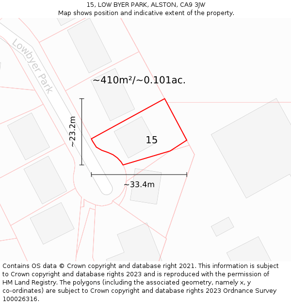 15, LOW BYER PARK, ALSTON, CA9 3JW: Plot and title map