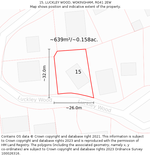 15, LUCKLEY WOOD, WOKINGHAM, RG41 2EW: Plot and title map