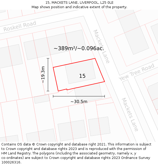 15, MACKETS LANE, LIVERPOOL, L25 0LE: Plot and title map