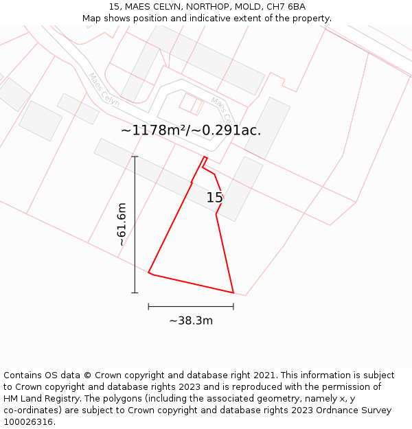 15, MAES CELYN, NORTHOP, MOLD, CH7 6BA: Plot and title map