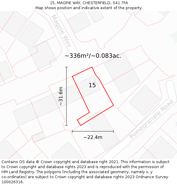 15, MAGPIE WAY, CHESTERFIELD, S41 7FA: Plot and title map