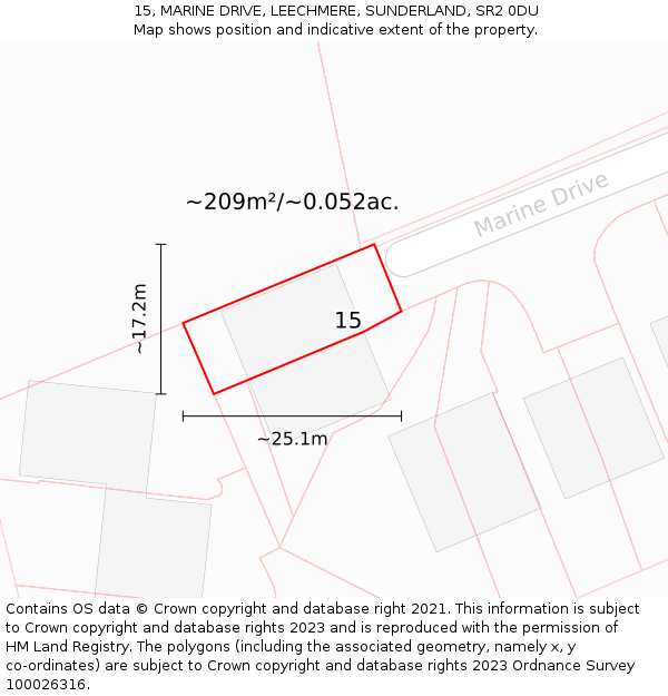 15, MARINE DRIVE, LEECHMERE, SUNDERLAND, SR2 0DU: Plot and title map