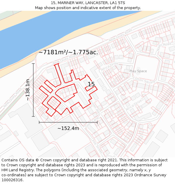 15, MARINER WAY, LANCASTER, LA1 5TS: Plot and title map