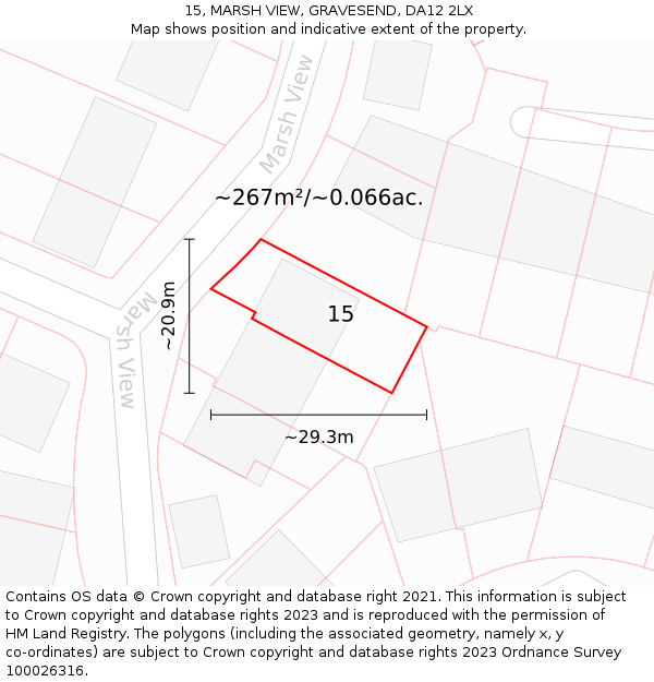 15, MARSH VIEW, GRAVESEND, DA12 2LX: Plot and title map