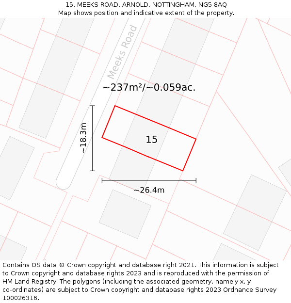15, MEEKS ROAD, ARNOLD, NOTTINGHAM, NG5 8AQ: Plot and title map