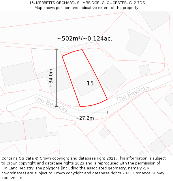 15, MERRETTS ORCHARD, SLIMBRIDGE, GLOUCESTER, GL2 7DS: Plot and title map