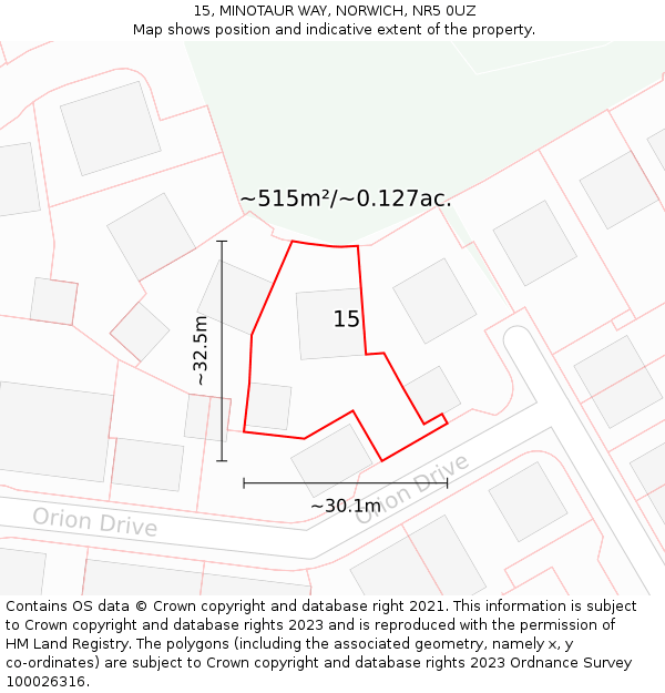 15, MINOTAUR WAY, NORWICH, NR5 0UZ: Plot and title map