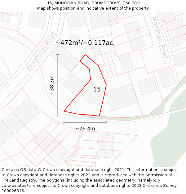 15, MONDRIAN ROAD, BROMSGROVE, B60 2DP: Plot and title map