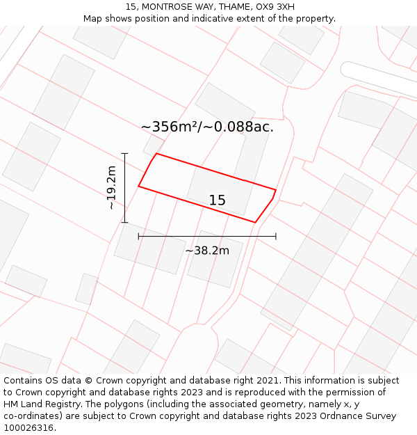 15, MONTROSE WAY, THAME, OX9 3XH: Plot and title map
