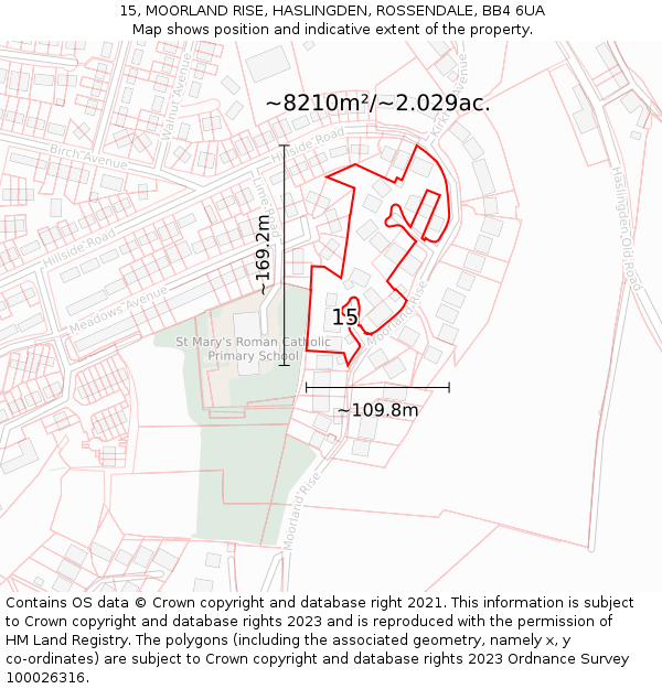15, MOORLAND RISE, HASLINGDEN, ROSSENDALE, BB4 6UA: Plot and title map