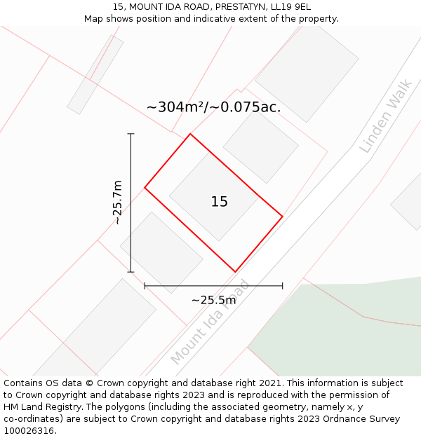 15, MOUNT IDA ROAD, PRESTATYN, LL19 9EL: Plot and title map