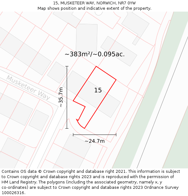 15, MUSKETEER WAY, NORWICH, NR7 0YW: Plot and title map