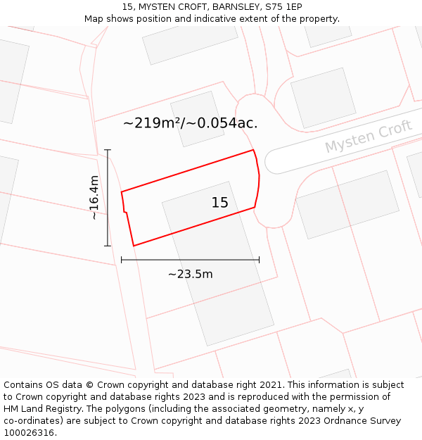 15, MYSTEN CROFT, BARNSLEY, S75 1EP: Plot and title map