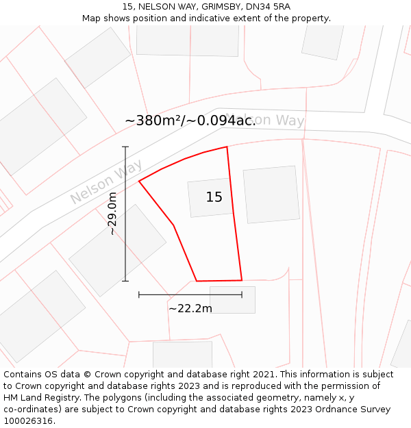 15, NELSON WAY, GRIMSBY, DN34 5RA: Plot and title map