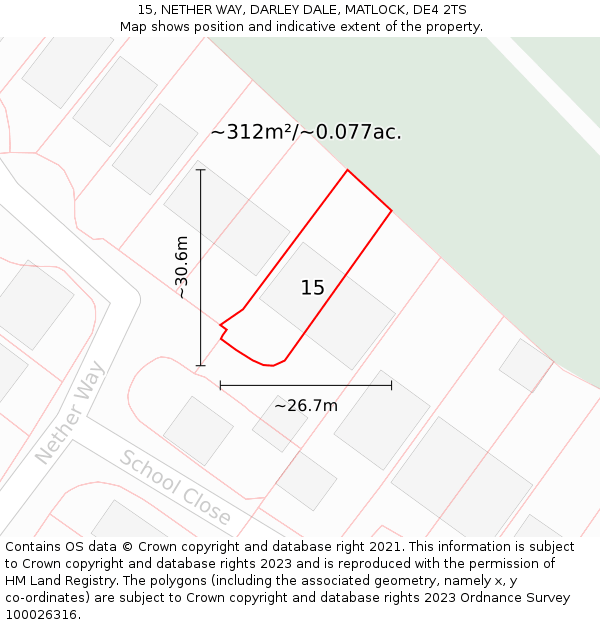 15, NETHER WAY, DARLEY DALE, MATLOCK, DE4 2TS: Plot and title map