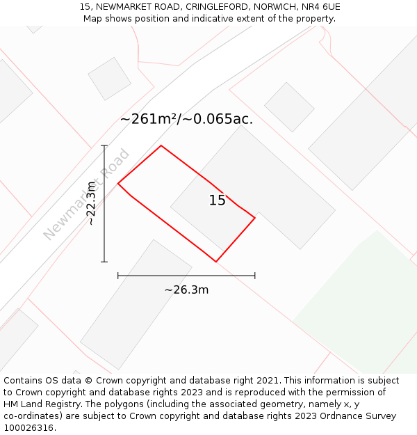 15, NEWMARKET ROAD, CRINGLEFORD, NORWICH, NR4 6UE: Plot and title map