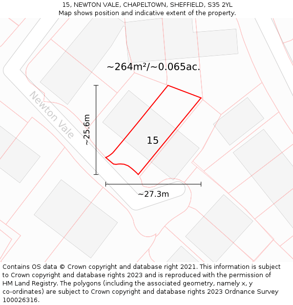 15, NEWTON VALE, CHAPELTOWN, SHEFFIELD, S35 2YL: Plot and title map